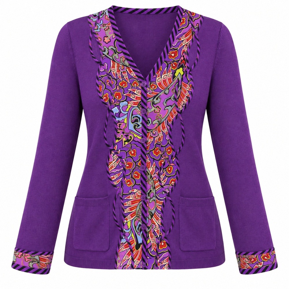 Vintage Koos of Course! Artsy Eclectic Cardigan Women Size Large Maximalist Boho